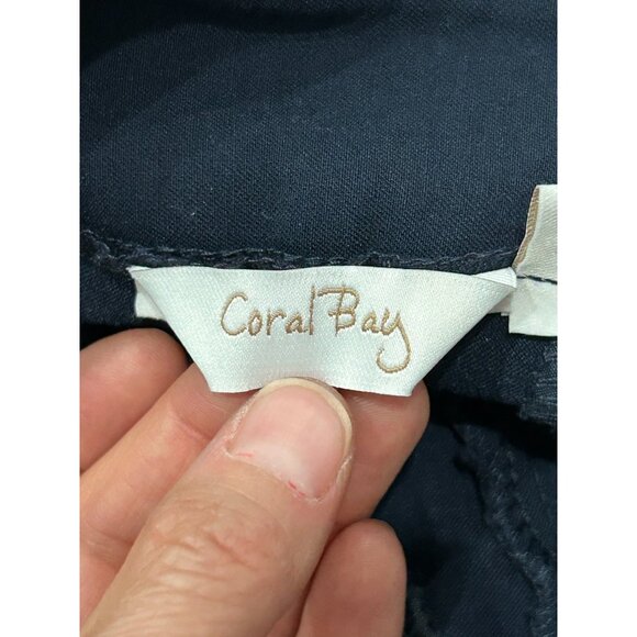 Coral Bay Womens Navy Blue Bermuda Shorts Sz 10 Slim Fit Stretch Side Pockets - Picture 6 of 12